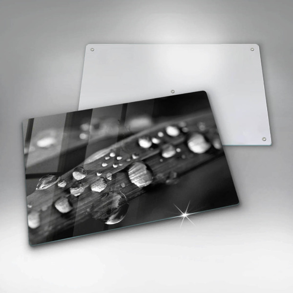 Steklena podloga za rezanje Kaplje rose na listih