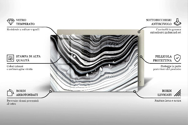 Steklena podloga za rezanje Abstrakcija črnila