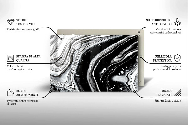 Steklena podloga za rezanje Abstrakcija črnila