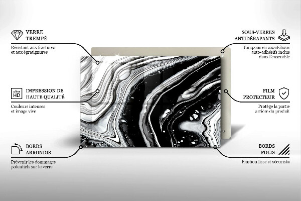 Steklena podloga za rezanje Abstrakcija črnila