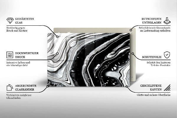 Steklena podloga za rezanje Abstrakcija črnila