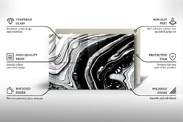 Steklena podloga za rezanje Abstrakcija črnila