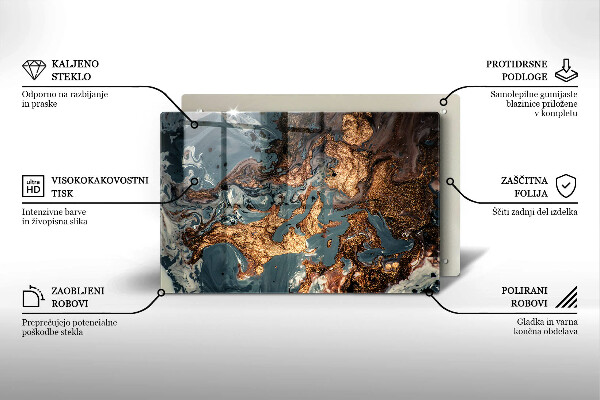 Steklena podloga za rezanje Struktura zlate kamnine