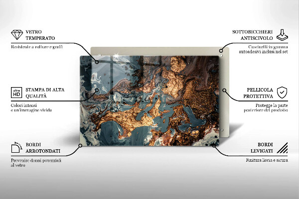 Steklena podloga za rezanje Struktura zlate kamnine