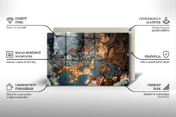 Steklena podloga za rezanje Struktura zlate kamnine