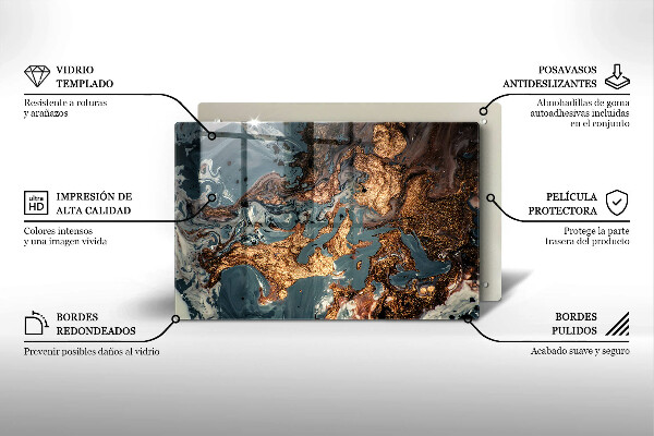 Steklena podloga za rezanje Struktura zlate kamnine