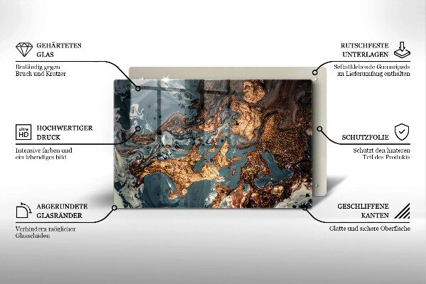 Steklena podloga za rezanje Struktura zlate kamnine