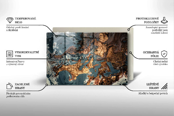 Steklena podloga za rezanje Struktura zlate kamnine