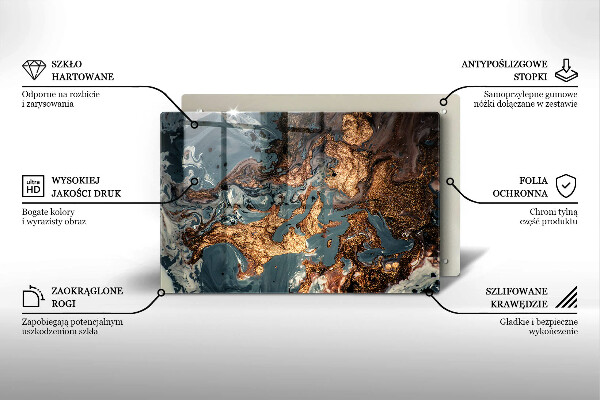 Steklena podloga za rezanje Struktura zlate kamnine