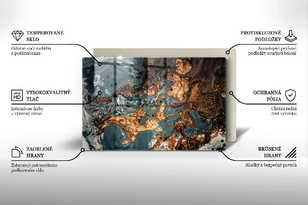 Steklena podloga za rezanje Struktura zlate kamnine