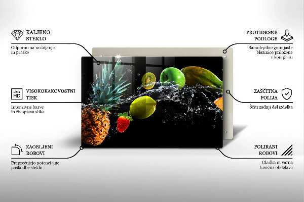 Steklena podloga za rezanje Sadje v vodi