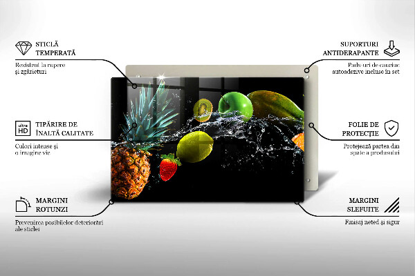 Steklena podloga za rezanje Sadje v vodi