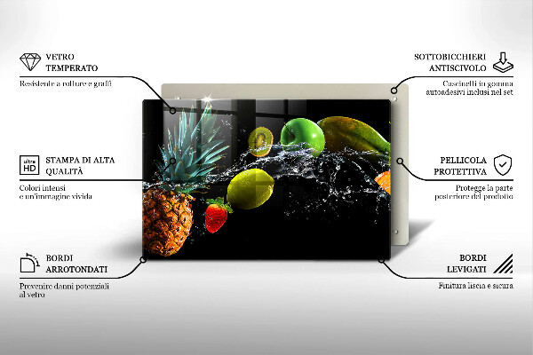Steklena podloga za rezanje Sadje v vodi