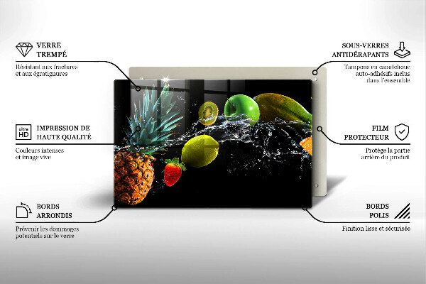 Steklena podloga za rezanje Sadje v vodi