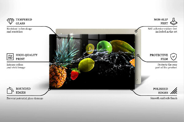 Steklena podloga za rezanje Sadje v vodi