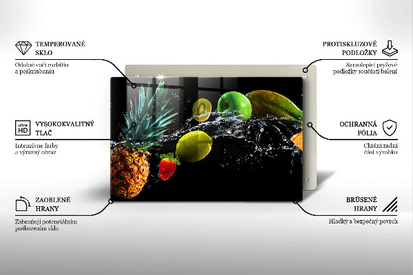 Steklena podloga za rezanje Sadje v vodi