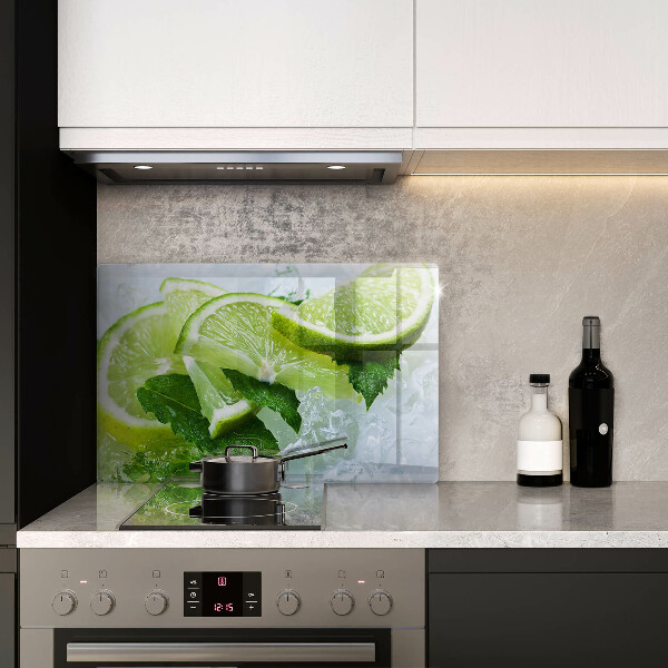 Steklena podloga za rezanje Limetina meta in led