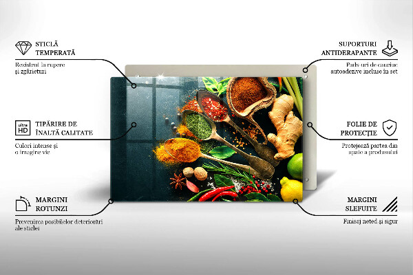 Steklena podloga za rezanje Kuhinjske začimbne žlice