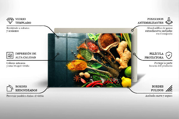 Steklena podloga za rezanje Kuhinjske začimbne žlice