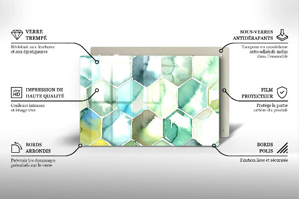 Steklena podloga za rezanje Akvarelni šesterokotniki
