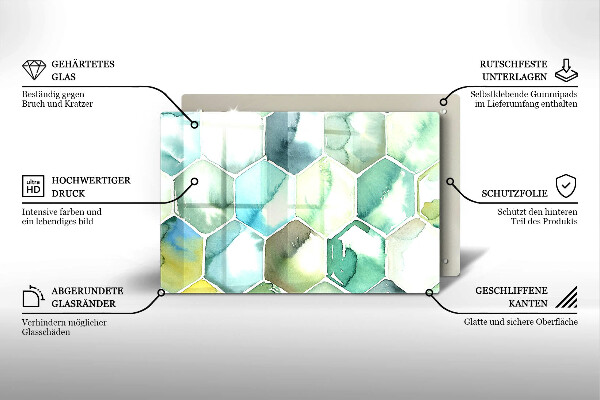 Steklena podloga za rezanje Akvarelni šesterokotniki