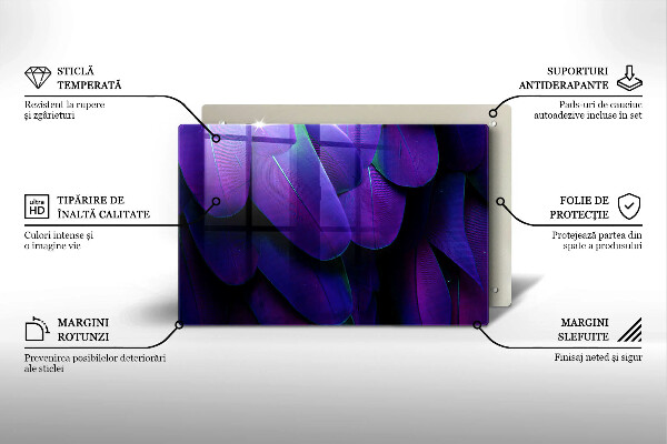 Steklena podloga za rezanje Neonsko perje