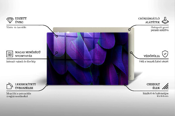 Steklena podloga za rezanje Neonsko perje