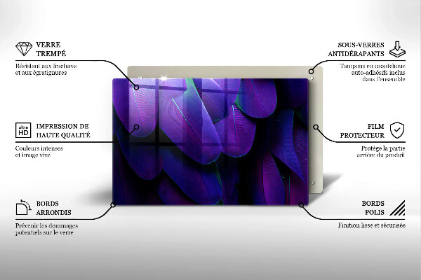 Steklena podloga za rezanje Neonsko perje