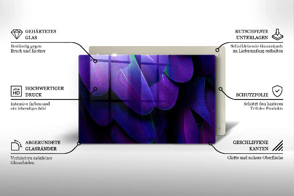 Steklena podloga za rezanje Neonsko perje