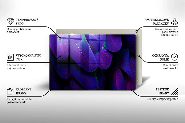 Steklena podloga za rezanje Neonsko perje