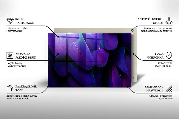 Steklena podloga za rezanje Neonsko perje