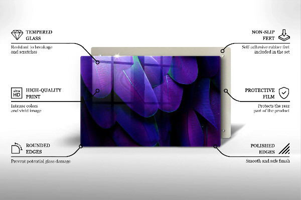 Steklena podloga za rezanje Neonsko perje
