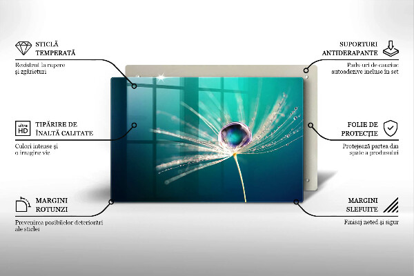 Steklena podloga za rezanje Rosa na regratu