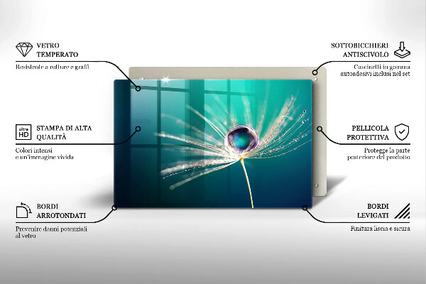 Steklena podloga za rezanje Rosa na regratu