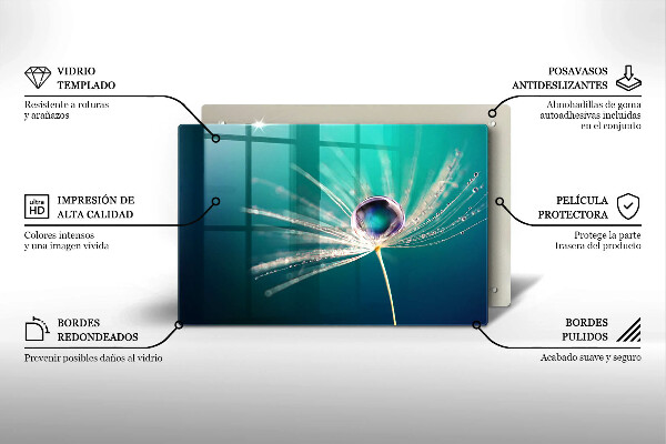 Steklena podloga za rezanje Rosa na regratu