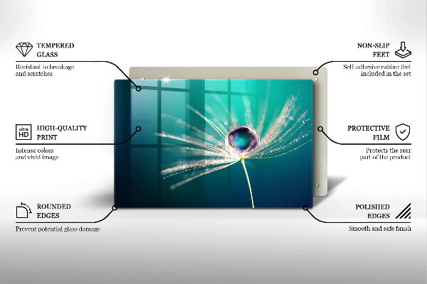 Steklena podloga za rezanje Rosa na regratu