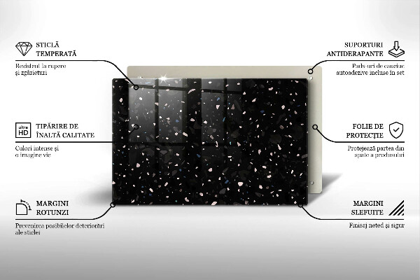 Steklena podloga za rezanje Temna kamenina