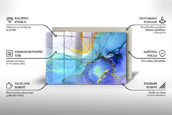 Steklena podloga za rezanje Razpokan zlati kamen