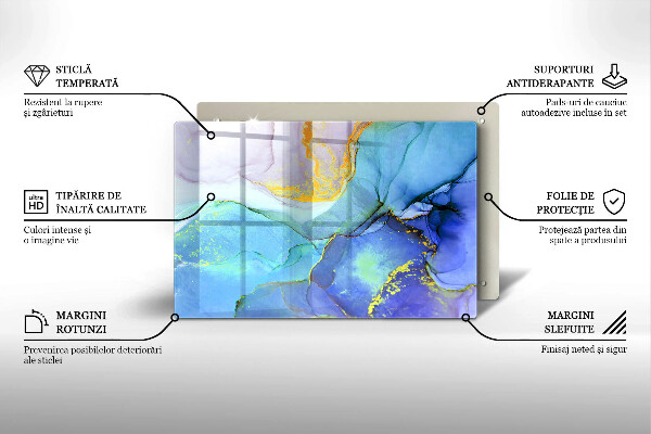 Steklena podloga za rezanje Razpokan zlati kamen