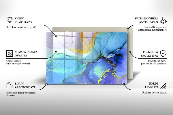 Steklena podloga za rezanje Razpokan zlati kamen