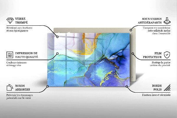 Steklena podloga za rezanje Razpokan zlati kamen