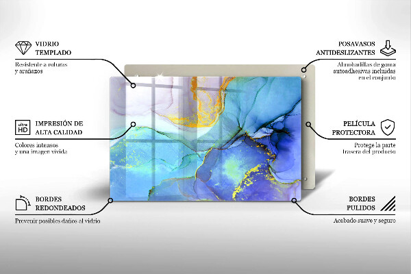 Steklena podloga za rezanje Razpokan zlati kamen