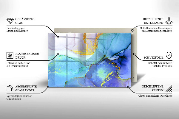 Steklena podloga za rezanje Razpokan zlati kamen