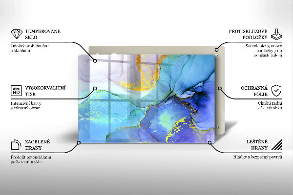 Steklena podloga za rezanje Razpokan zlati kamen