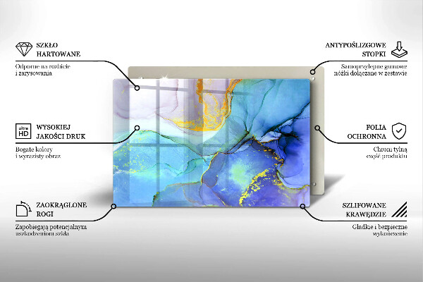 Steklena podloga za rezanje Razpokan zlati kamen