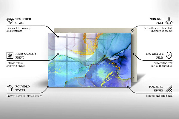 Steklena podloga za rezanje Razpokan zlati kamen