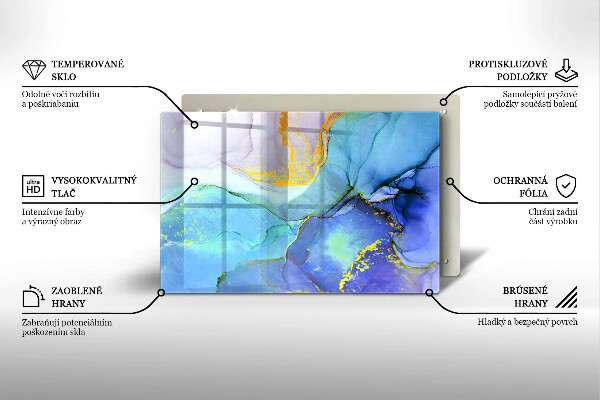 Steklena podloga za rezanje Razpokan zlati kamen