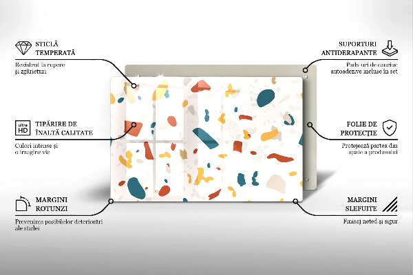 Steklena podloga za rezanje Dekorativna kamenina