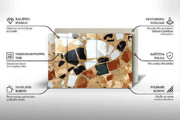 Steklena podloga za rezanje Plošča z okrasnimi kamni