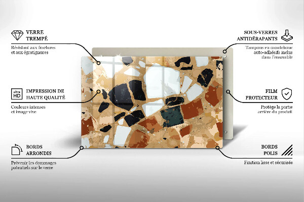 Steklena podloga za rezanje Plošča z okrasnimi kamni